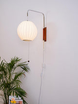 Modern Bubble Ball Wall Sconce with Walnut Accents and Adjustable Swivel Arm