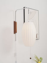 Modern Bubble Ball Wall Sconce with Walnut Accents and Adjustable Swivel Arm