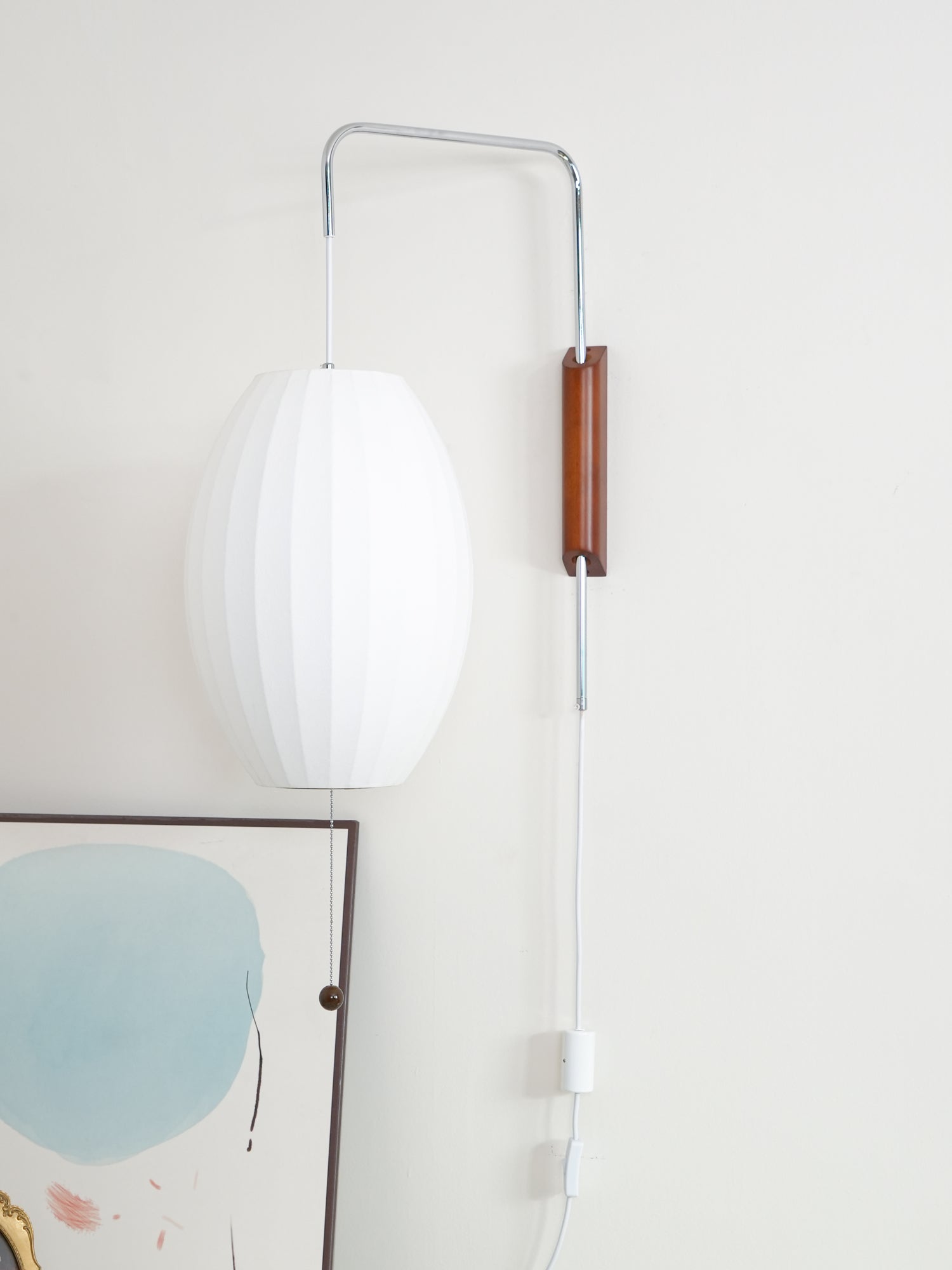 Modern Bubble Ball Wall Sconce with Walnut Accents and Adjustable Swivel Arm