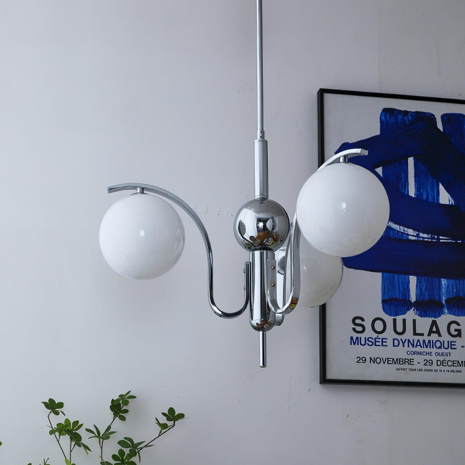 Modern Bubble Glass Molecular Chandelier Chrome Pendant Light for Dining Room