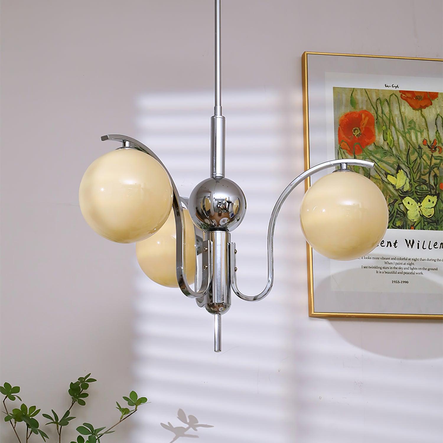 Modern Bubble Glass Molecular Chandelier Chrome Pendant Light for Dining Room