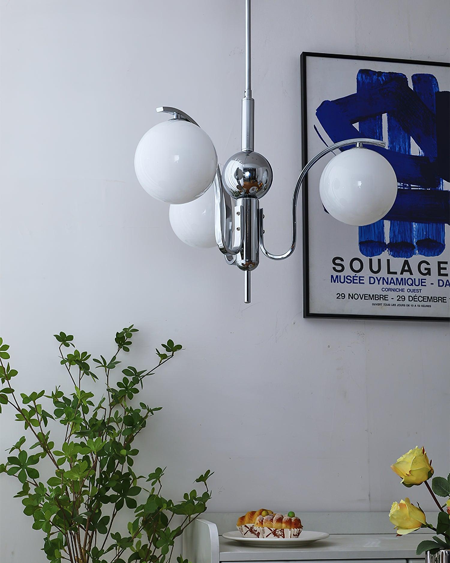 Modern Bubble Glass Molecular Chandelier Chrome Pendant Light for Dining Room
