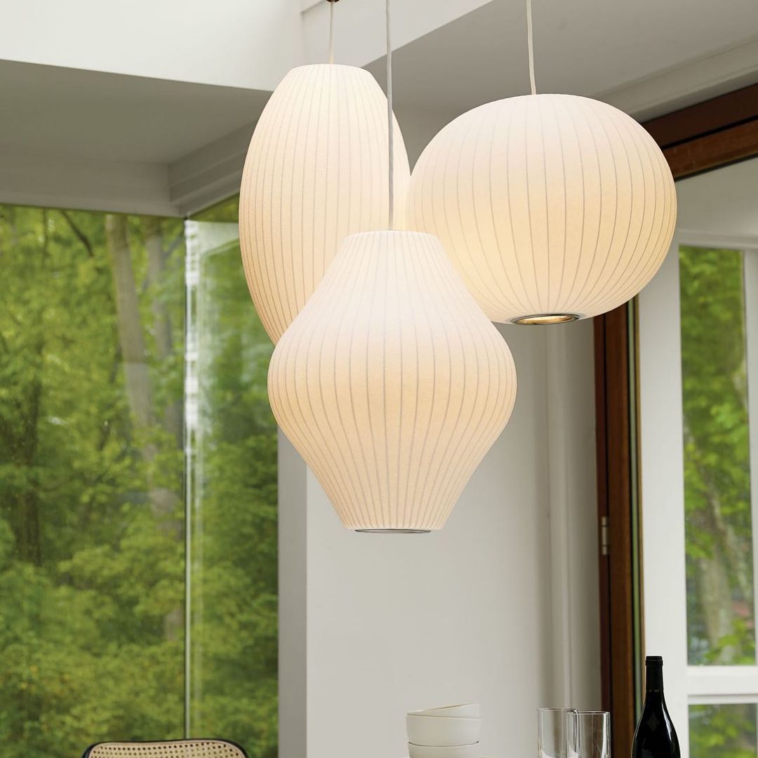 Modern Bubble Mulberry Silk Pendant Light Geometric Mid Century Minimalist Hanging Lamp for Living Room
