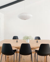 Modern Bubble Mulberry Silk Pendant Light Geometric Mid Century Minimalist Hanging Lamp for Living Room