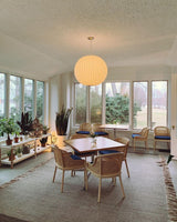 Modern Bubble Mulberry Silk Pendant Light Geometric Mid Century Minimalist Hanging Lamp for Living Room