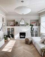 Modern Bubble Mulberry Silk Pendant Light Geometric Mid Century Minimalist Hanging Lamp for Living Room