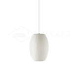 Modern Bubble Mulberry Silk Pendant Light Geometric Mid Century Minimalist Hanging Lamp for Living Room