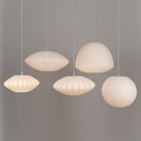 Modern Bubble Mulberry Silk Pendant Light Geometric Mid Century Minimalist Hanging Lamp for Living Room