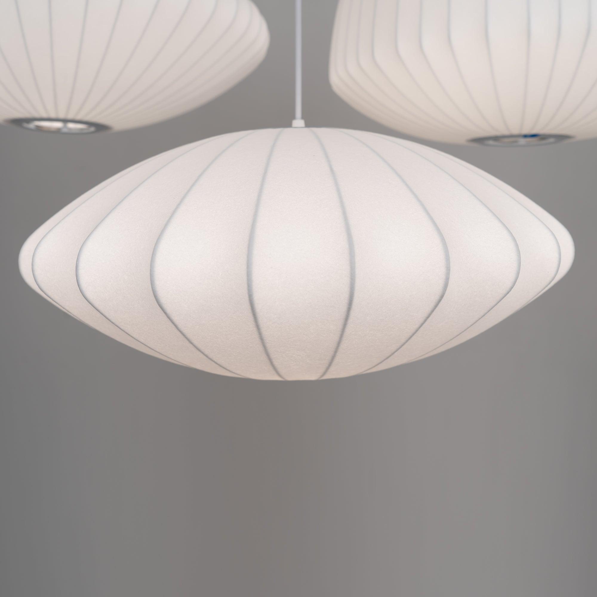 Modern Bubble Mulberry Silk Pendant Light Geometric Mid Century Minimalist Hanging Lamp for Living Room