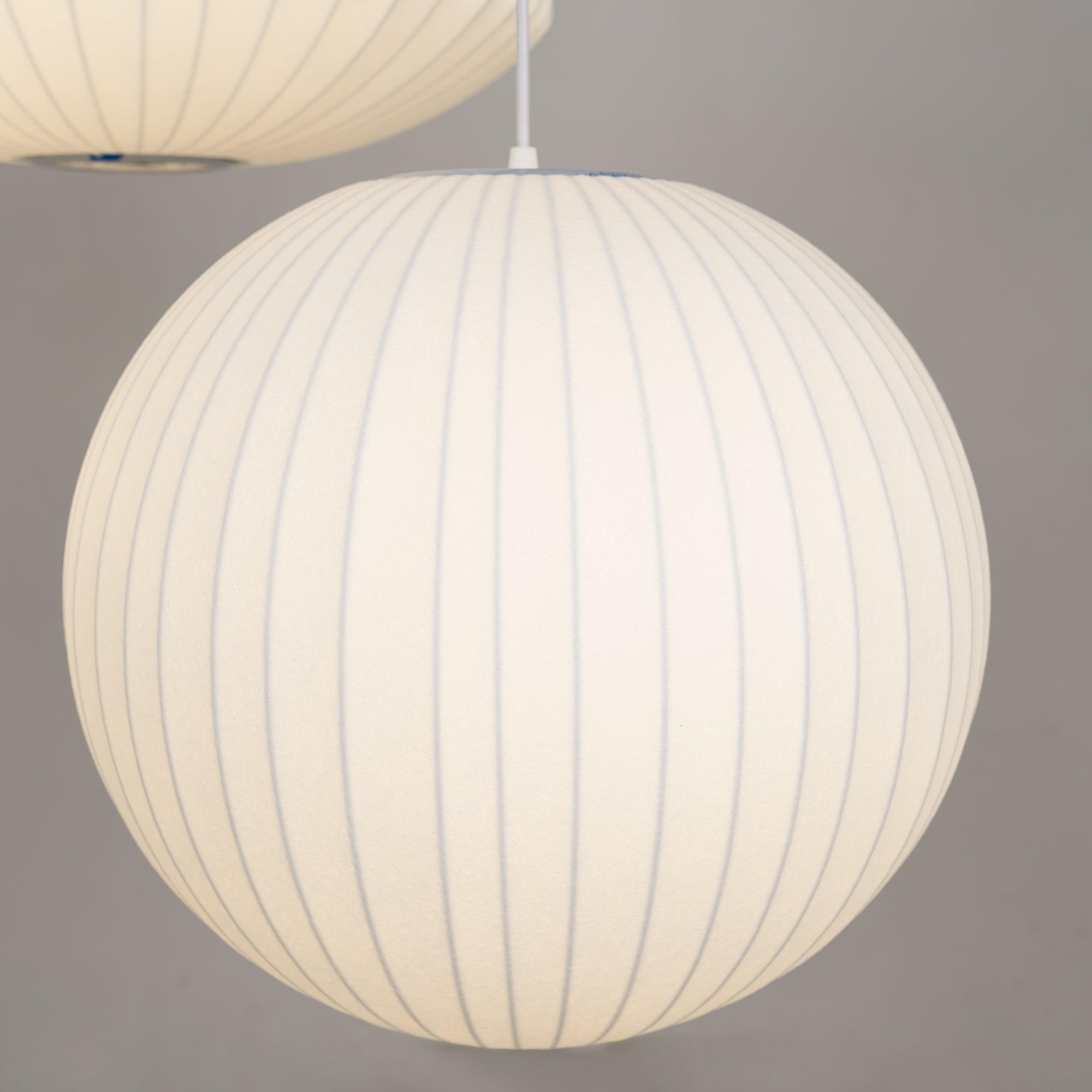 Modern Bubble Mulberry Silk Pendant Light Geometric Mid Century Minimalist Hanging Lamp for Living Room