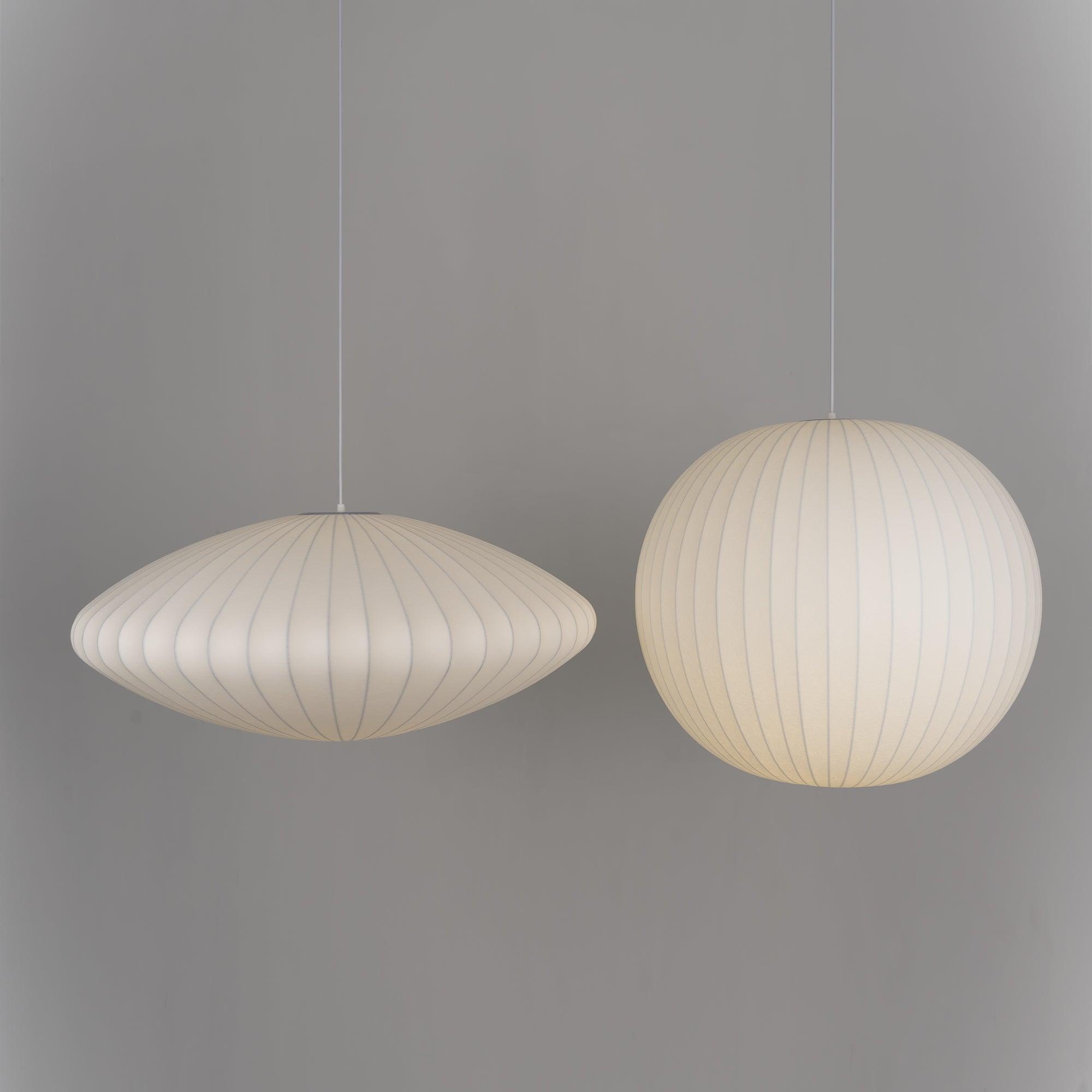Modern Bubble Mulberry Silk Pendant Light Geometric Mid Century Minimalist Hanging Lamp for Living Room