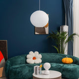Modern Bubble Mulberry Silk Pendant Light Geometric Mid Century Minimalist Hanging Lamp for Living Room