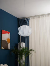 Modern Bubble Mulberry Silk Pendant Light Geometric Mid Century Minimalist Hanging Lamp for Living Room