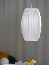 Modern Bubble Mulberry Silk Pendant Light Geometric Mid Century Minimalist Hanging Lamp for Living Room