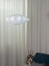 Modern Bubble Mulberry Silk Pendant Light Geometric Mid Century Minimalist Hanging Lamp for Living Room