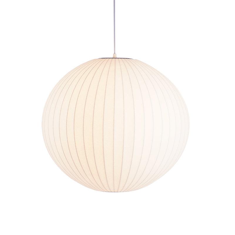 Modern Bubble Mulberry Silk Pendant Light Geometric Mid Century Minimalist Hanging Lamp for Living Room