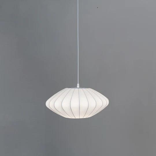 Modern Bubble Mulberry Silk Pendant Light Geometric Mid Century Minimalist Hanging Lamp for Living Room
