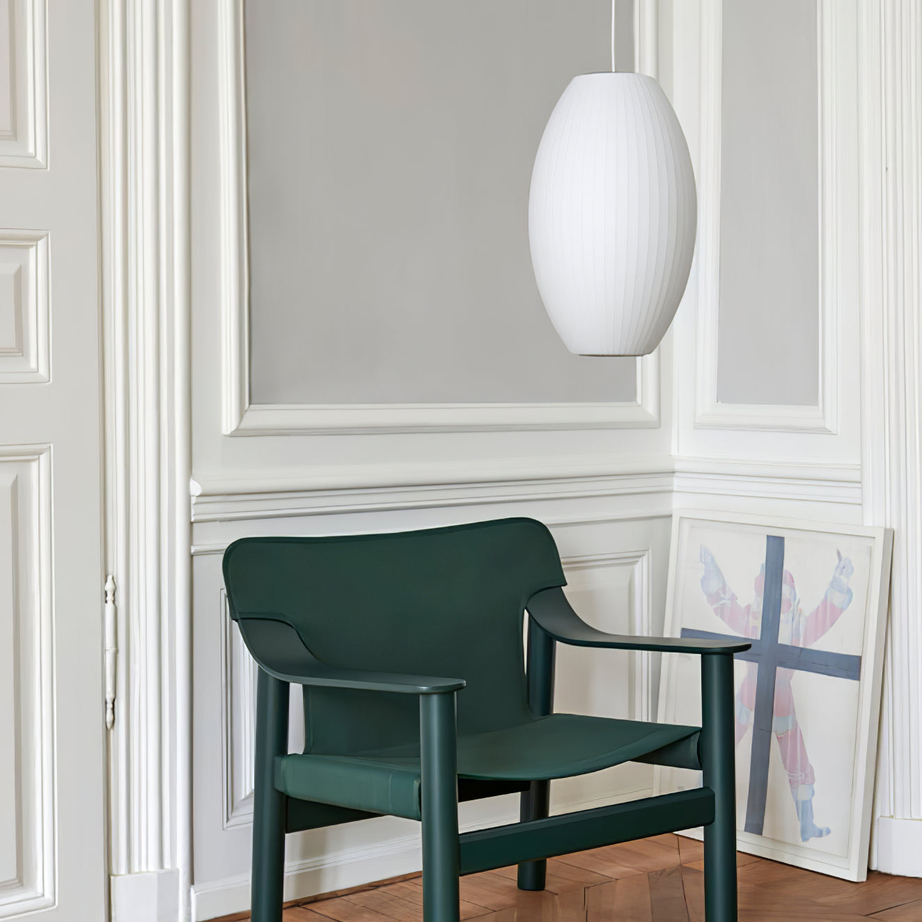 Modern Bubble Mulberry Silk Pendant Light Geometric Mid Century Minimalist Hanging Lamp for Living Room