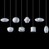 Modern Bubble Mulberry Silk Pendant Light Geometric Mid Century Minimalist Hanging Lamp for Living Room