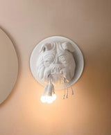 Modern Bulldog Resin Wall Sconce Artistic Animal Sculpture Lighting Fixture