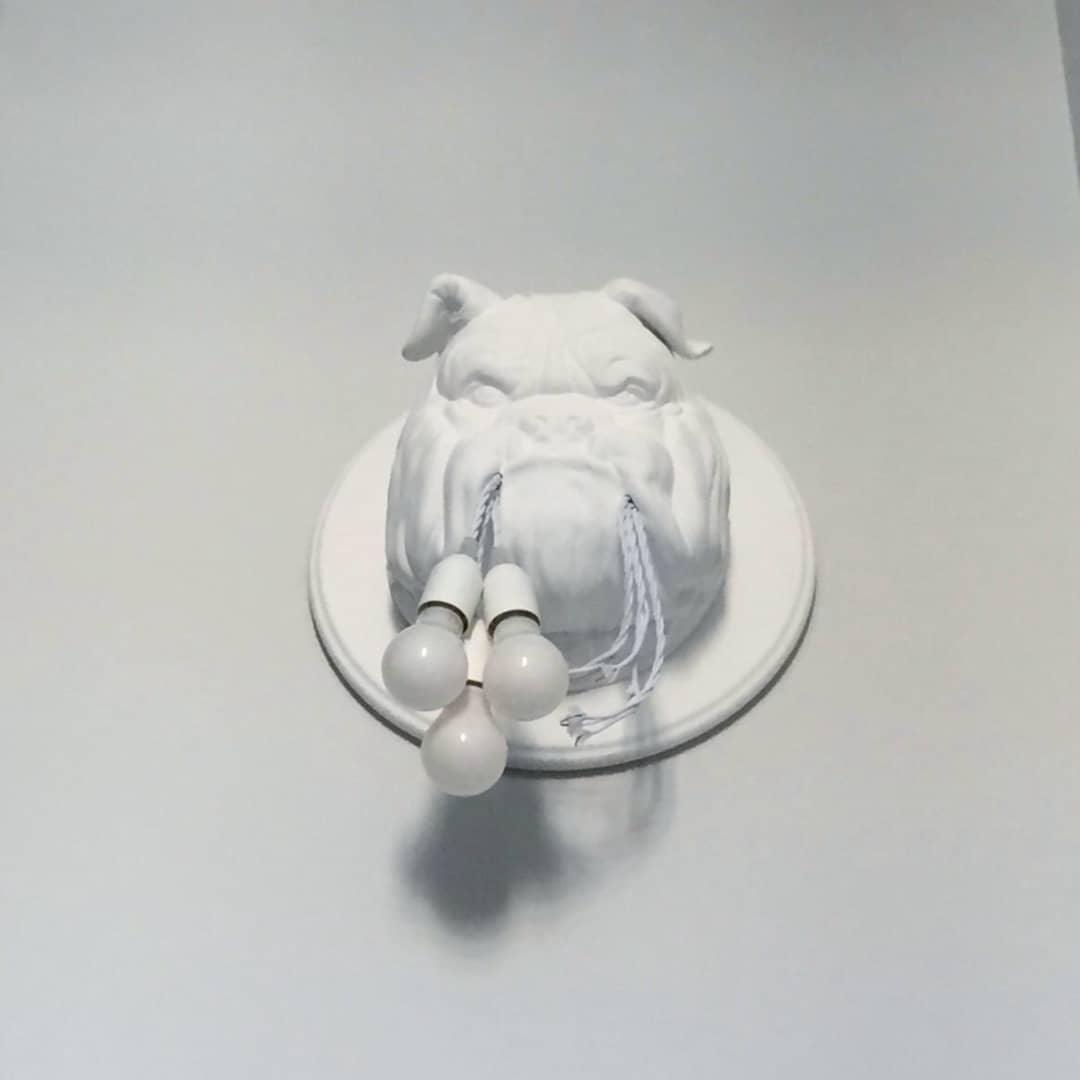 Modern Bulldog Resin Wall Sconce Artistic Animal Sculpture Lighting Fixture