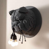 Modern Bulldog Resin Wall Sconce Artistic Animal Sculpture Lighting Fixture
