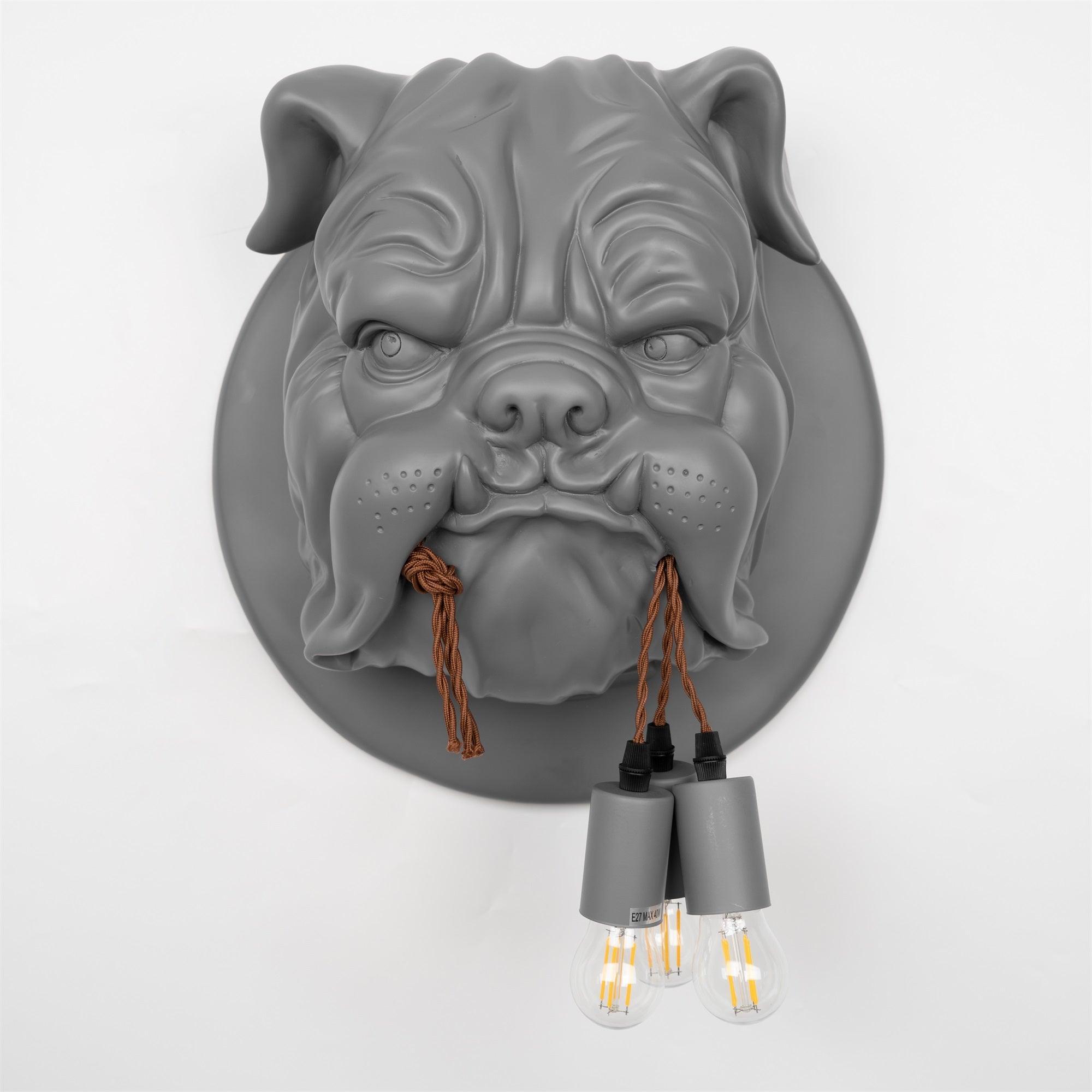 Modern Bulldog Resin Wall Sconce Artistic Animal Sculpture Lighting Fixture