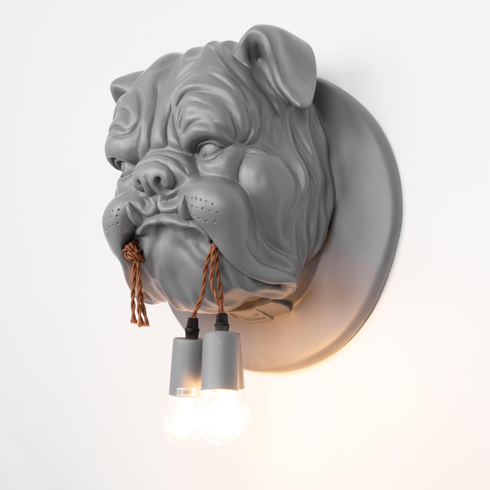 Modern Bulldog Resin Wall Sconce Artistic Animal Sculpture Lighting Fixture