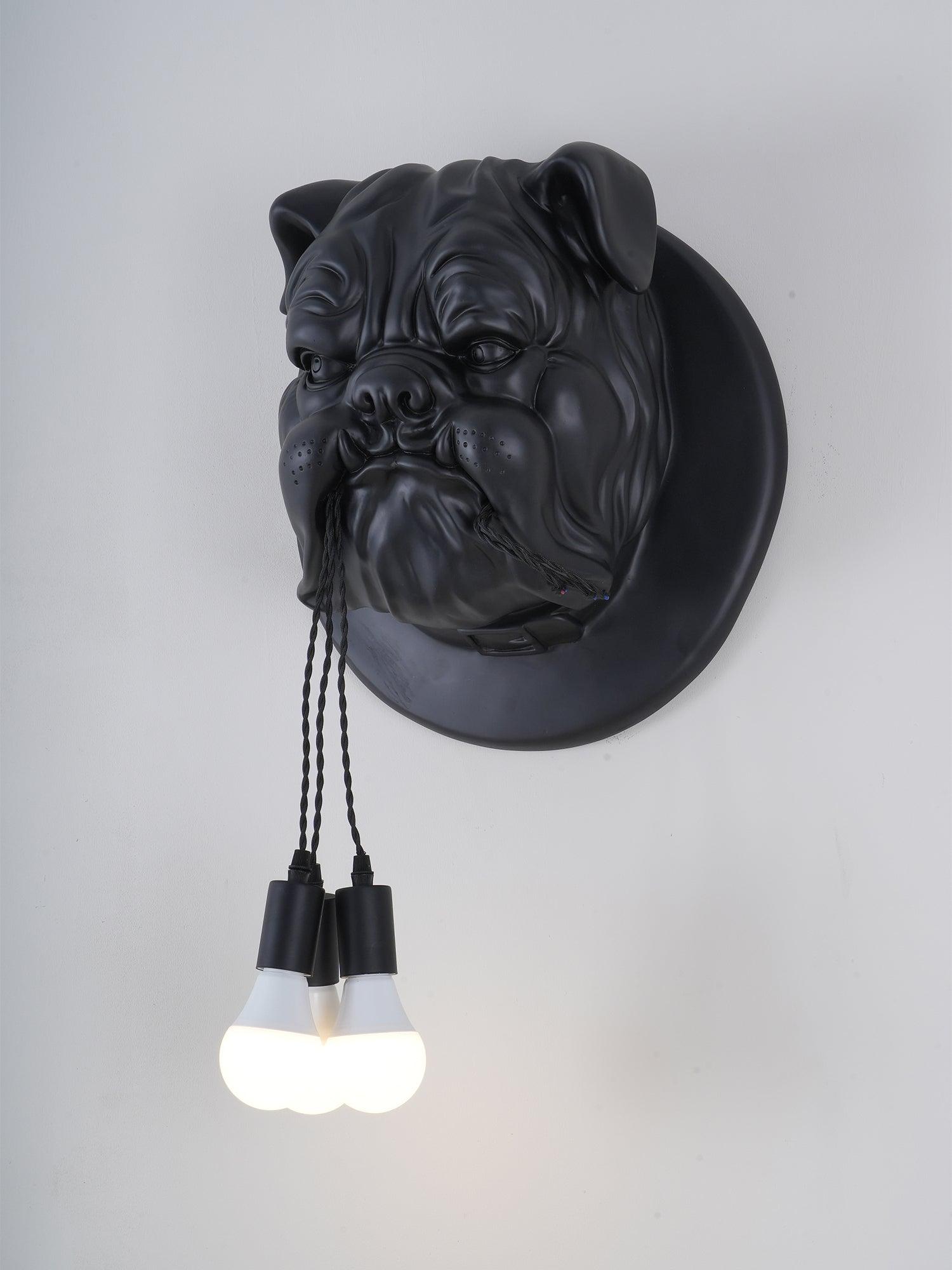 Modern Bulldog Resin Wall Sconce Artistic Animal Sculpture Lighting Fixture