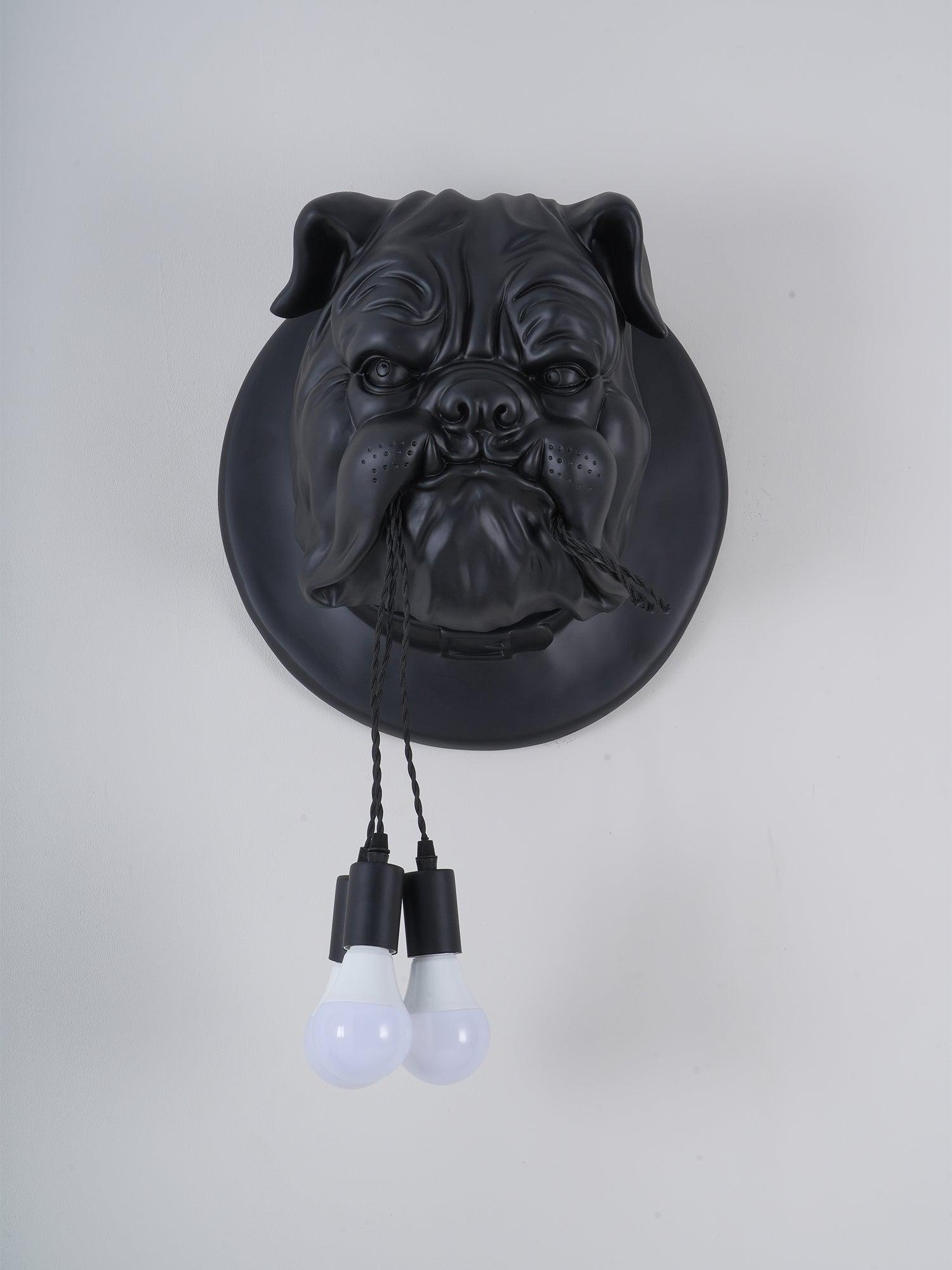 Modern Bulldog Resin Wall Sconce Artistic Animal Sculpture Lighting Fixture