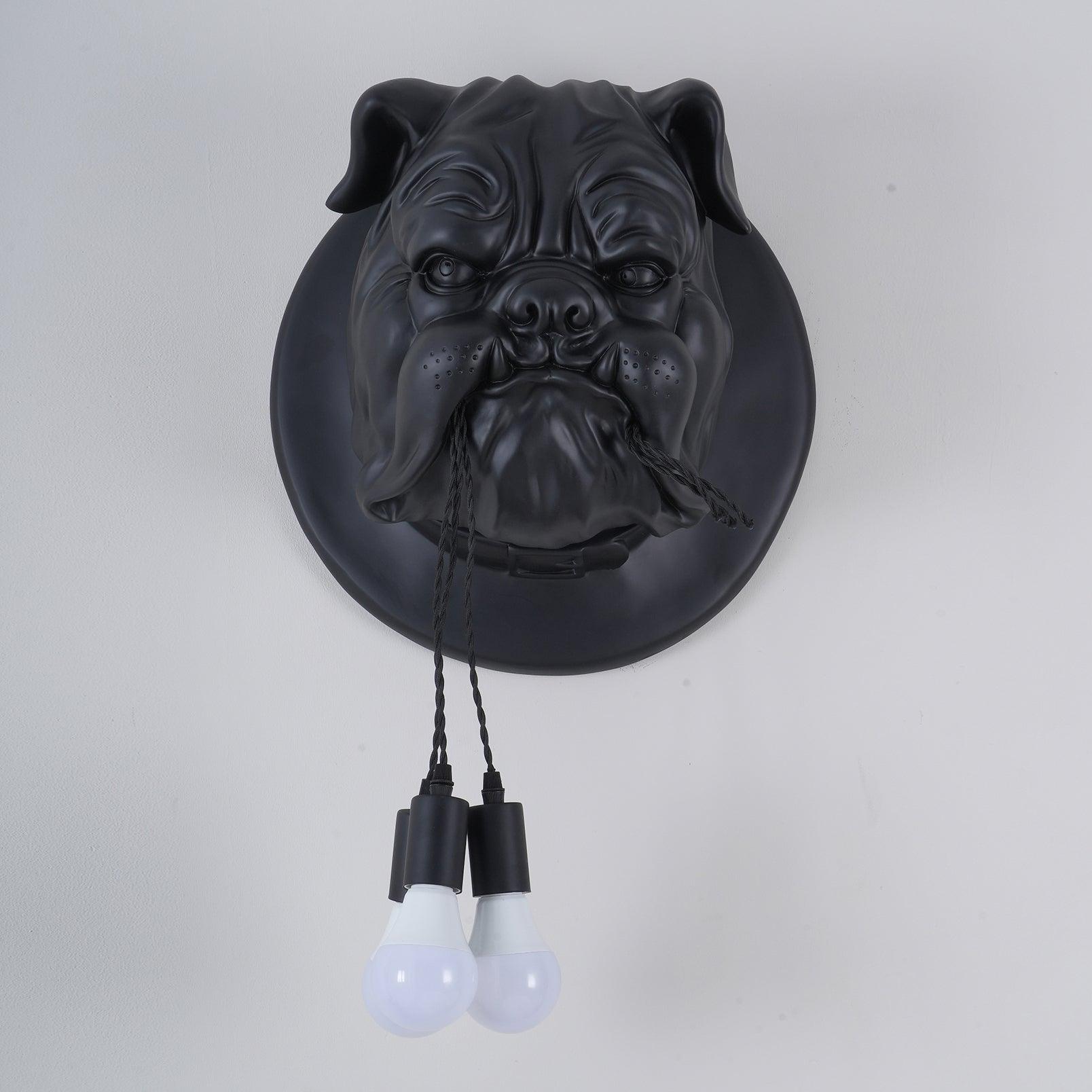Modern Bulldog Resin Wall Sconce Artistic Animal Sculpture Lighting Fixture