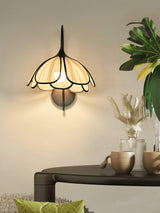 Modern Burnt Petal Wall Sconce Natural Fiber and Metal Indoor Accent Light