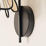 Modern Burnt Petal Wall Sconce Natural Fiber and Metal Indoor Accent Light