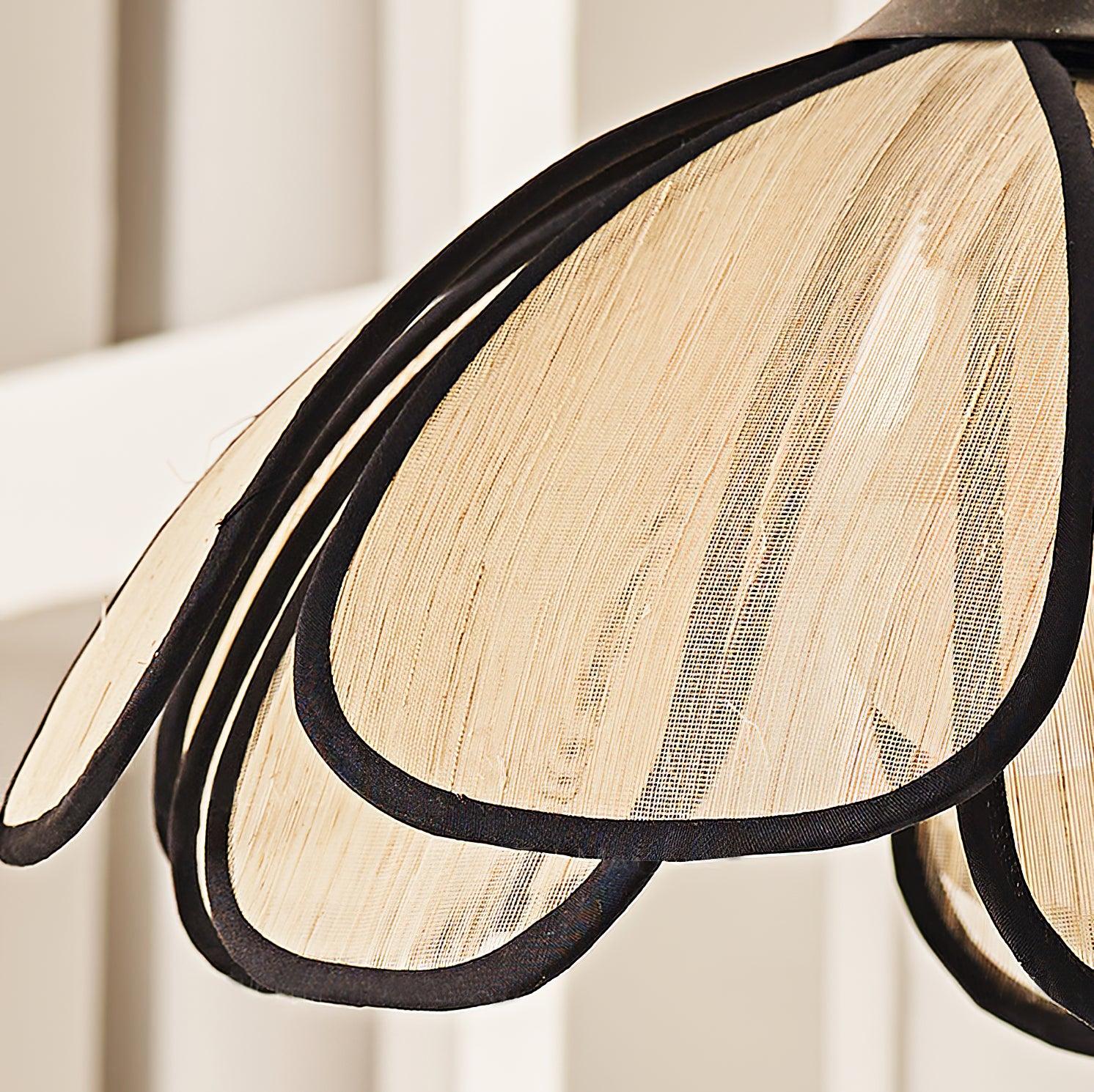 Modern Burnt Petal Wall Sconce Natural Fiber and Metal Indoor Accent Light