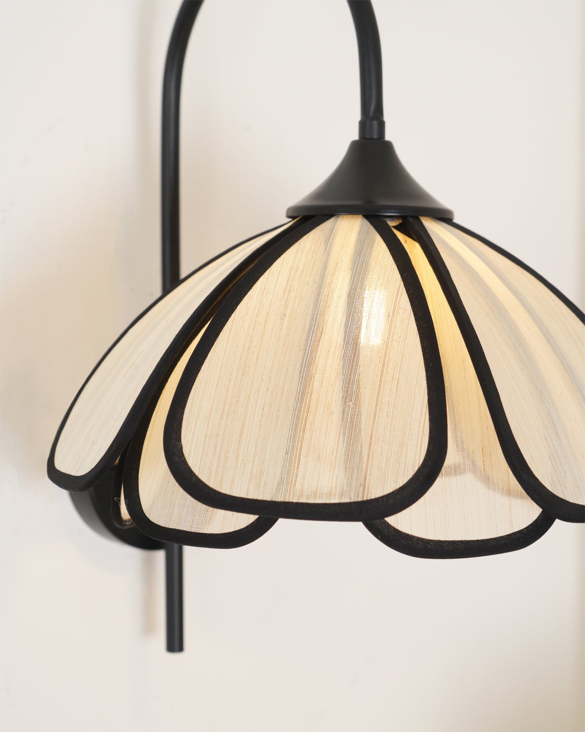 Modern Burnt Petal Wall Sconce Natural Fiber and Metal Indoor Accent Light