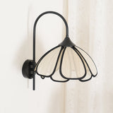 Modern Burnt Petal Wall Sconce Natural Fiber and Metal Indoor Accent Light