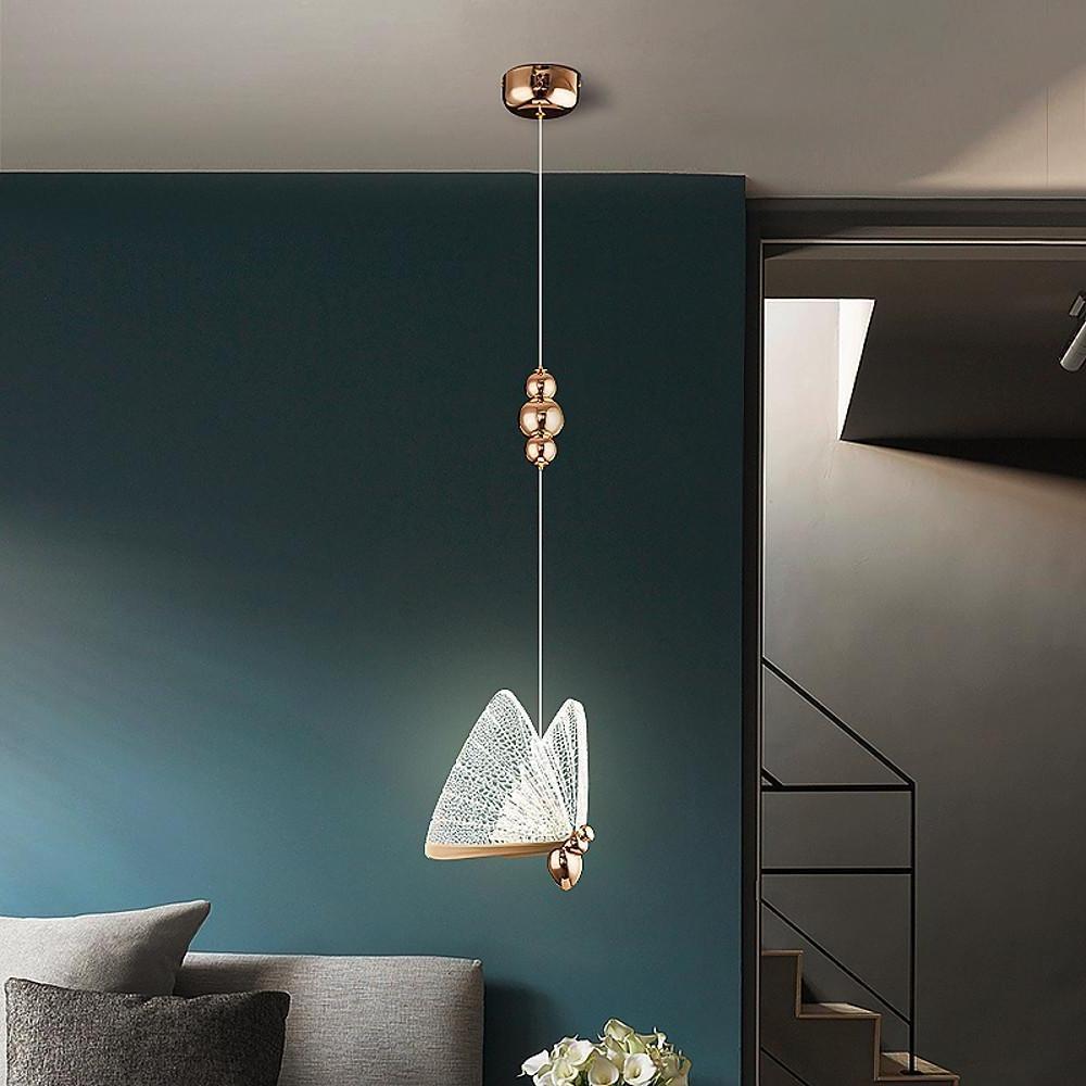 Modern Butterfly Acrylic LED Pendant Light for Coastal Style Bedroom and Living Room