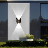 Modern Butterfly LED Outdoor Wall Light Waterproof Up and Down Sconce for Garden Patio and Exterior Walls