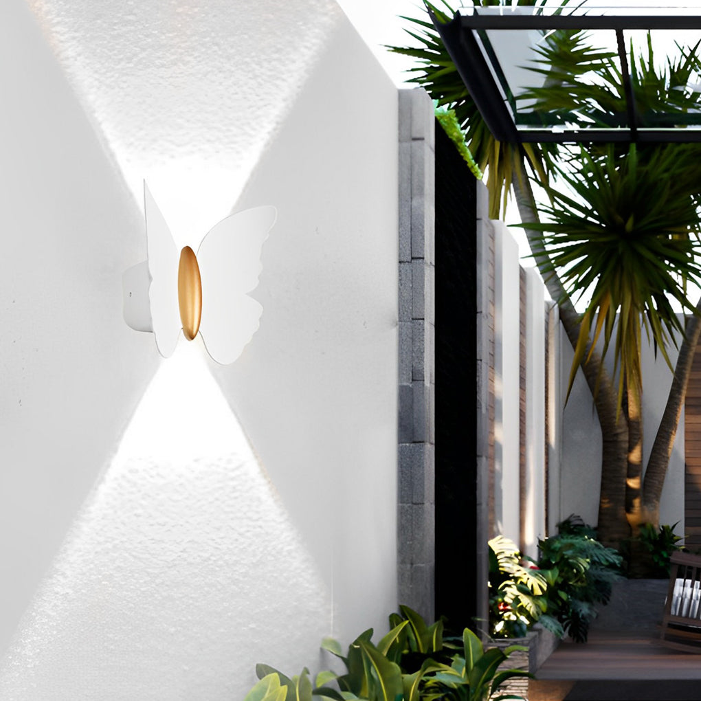 Modern Butterfly LED Outdoor Wall Light Waterproof Up and Down Sconce for Garden Patio and Exterior Walls