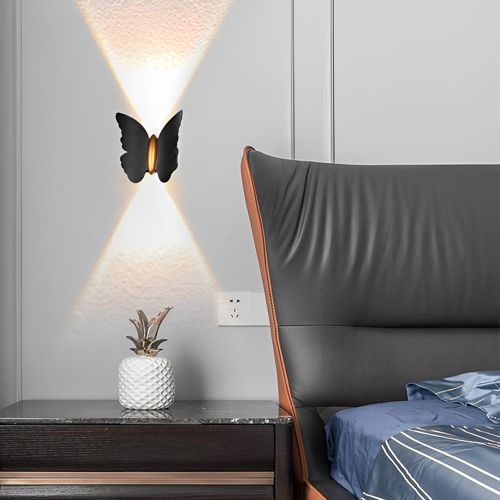 Modern Butterfly LED Outdoor Wall Light Waterproof Up and Down Sconce for Garden Patio and Exterior Walls