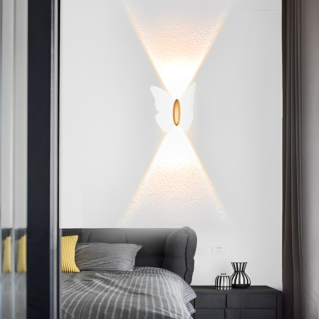 Modern Butterfly LED Outdoor Wall Light Waterproof Up and Down Sconce for Garden Patio and Exterior Walls