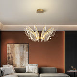 Modern Butterfly LED Pendant Chandelier Gold Dimmable Lighting with Remote for Dining and Living Rooms