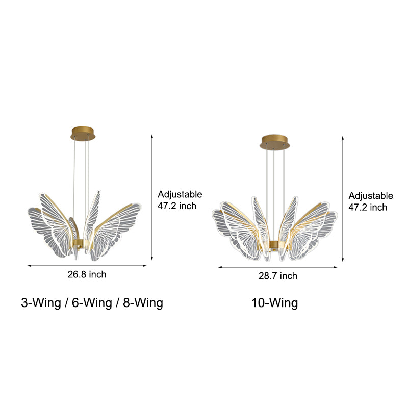 Modern Butterfly LED Pendant Chandelier Gold Dimmable Lighting with Remote for Dining and Living Rooms