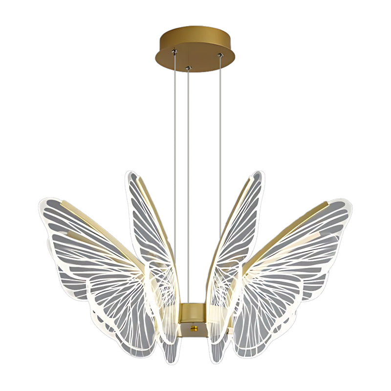 Modern Butterfly LED Pendant Chandelier Gold Dimmable Lighting with Remote for Dining and Living Rooms