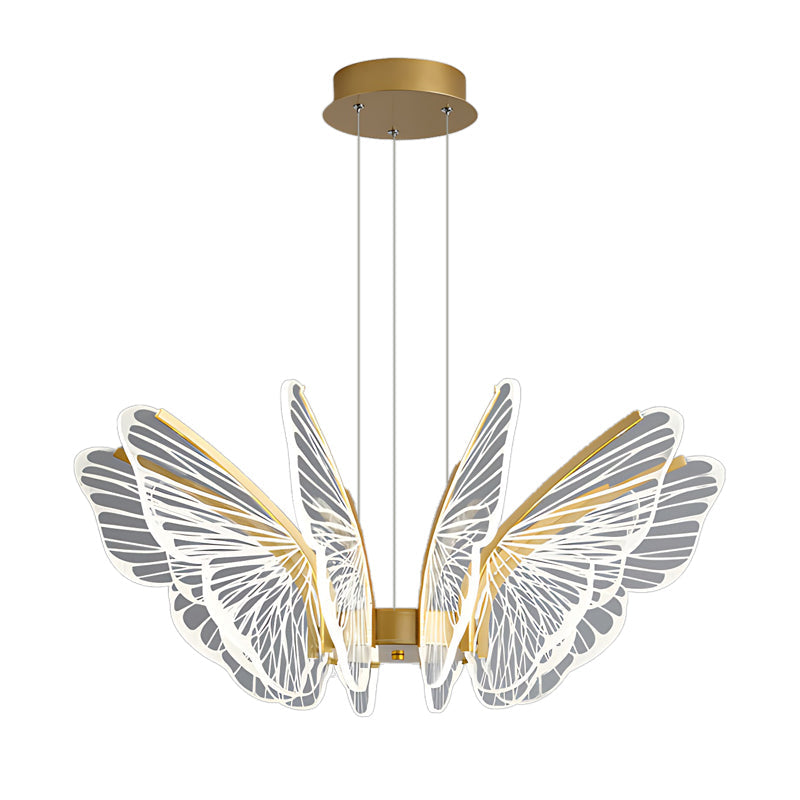 Modern Butterfly LED Pendant Chandelier Gold Dimmable Lighting with Remote for Dining and Living Rooms