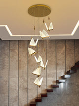 Modern Butterfly LED Pendant Light with Transparent Acrylic Wings and Adjustable Hanging Height