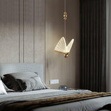 Modern Butterfly LED Pendant Light with Transparent Acrylic Wings and Adjustable Hanging Height