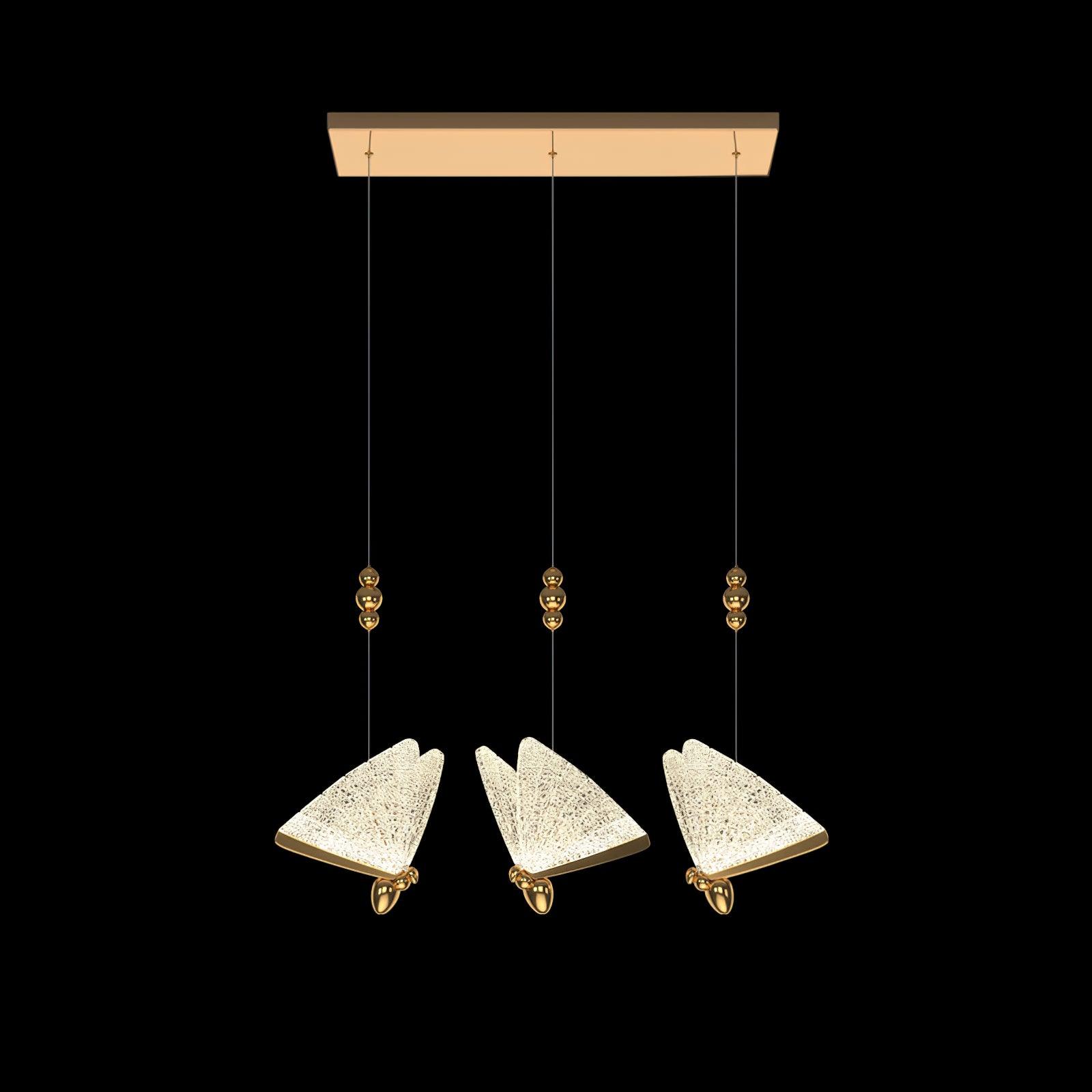 Modern Butterfly LED Pendant Light with Transparent Acrylic Wings and Adjustable Hanging Height