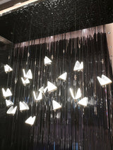 Modern Butterfly LED Pendant Light with Transparent Acrylic Wings and Adjustable Hanging Height