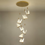 Modern Butterfly LED Pendant Light with Transparent Acrylic Wings and Adjustable Hanging Height